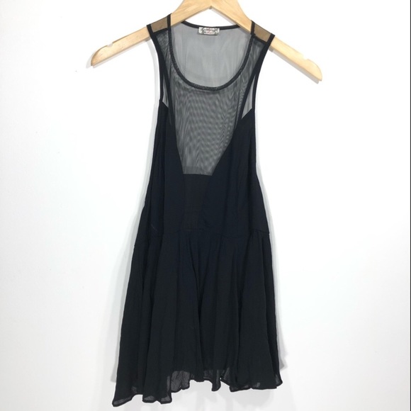 Free People Black Marble Illusion Mesh Top Size S - Picture 5 of 6